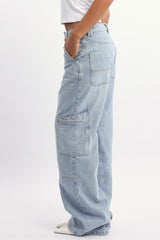 Denim Cargo Denim Jeans Mid Rise