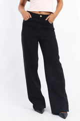 Black Wide Leg Jeans Mid Rise