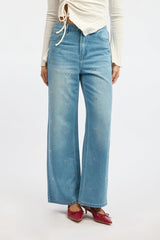 Denim Wide Leg Jeans Mid Rise