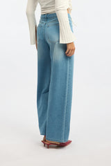 Denim Wide Leg Jeans Mid Rise