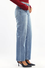 Denim Straight Jeans Mid Rise