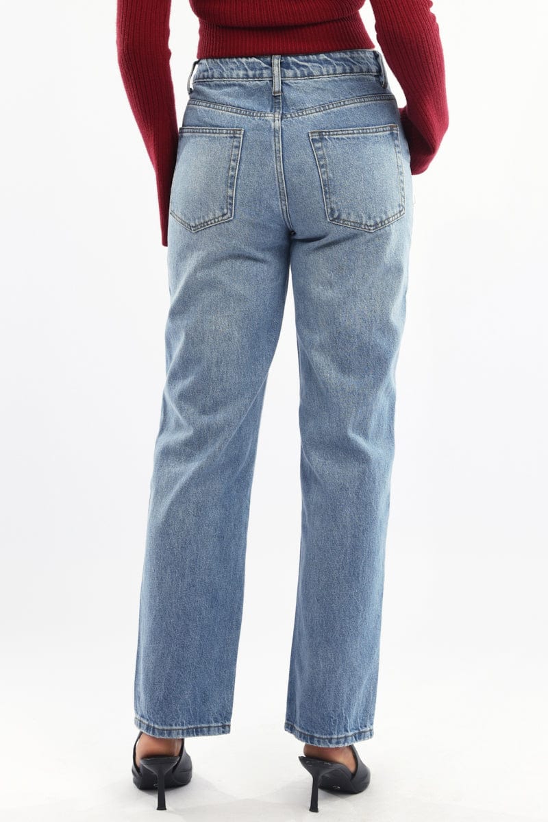 Denim Straight Jeans Mid Rise