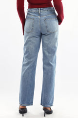 Denim Straight Jeans Mid Rise