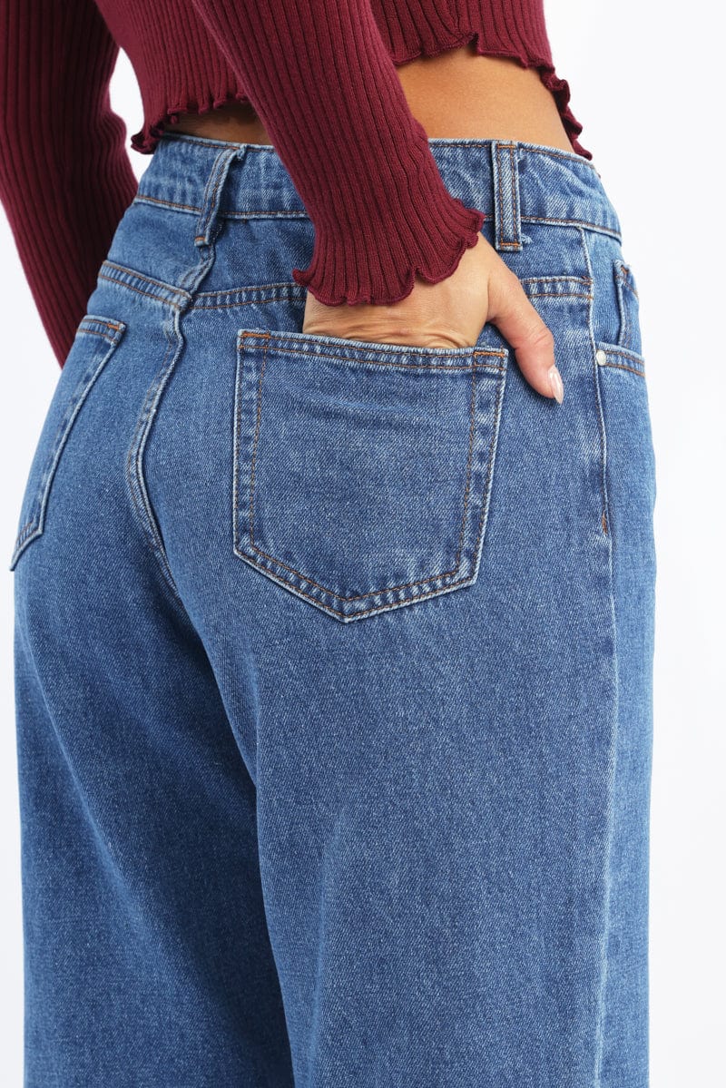 Denim Straight Jeans High Rise