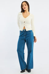 Denim Straight Jeans High Rise