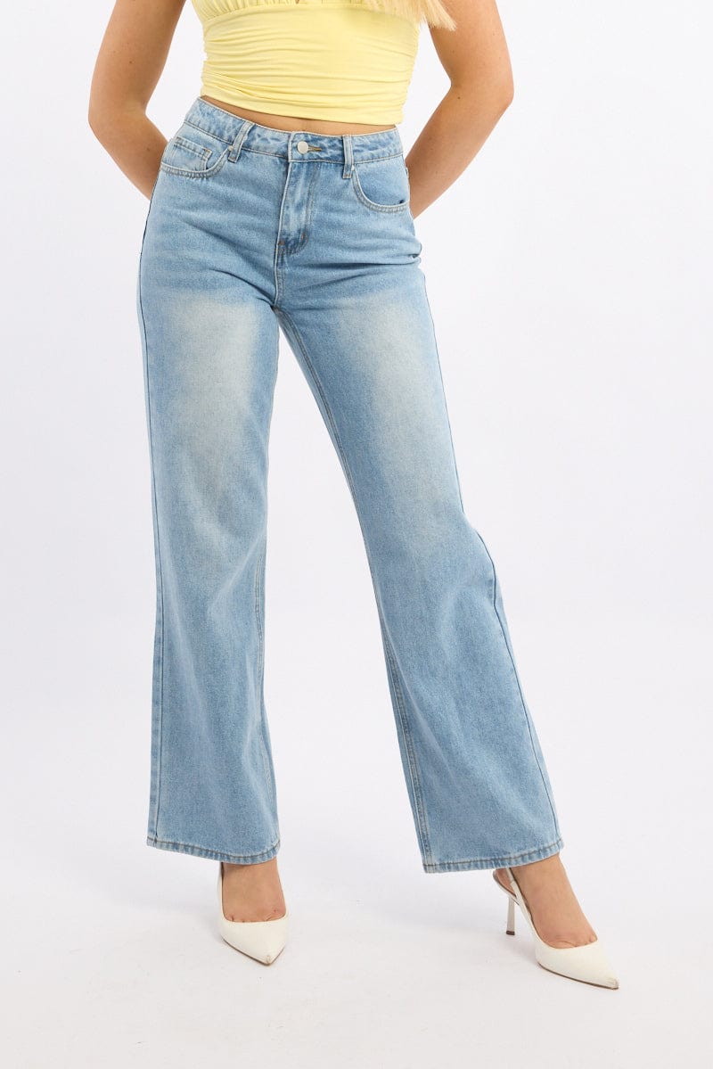 Denim Straight Jeans High Rise