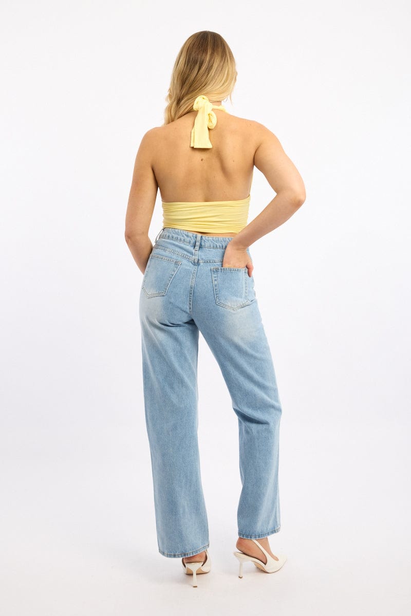 Denim Straight Jeans High Rise