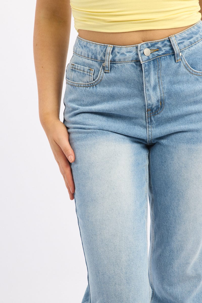 Denim Straight Jeans High Rise