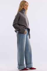 Denim Cuffed Jeans Mid Rise