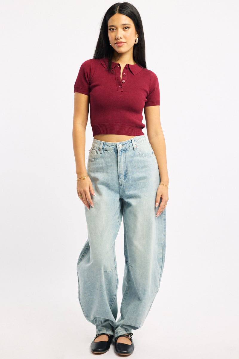 Denim Barrel Jeans Low Rise