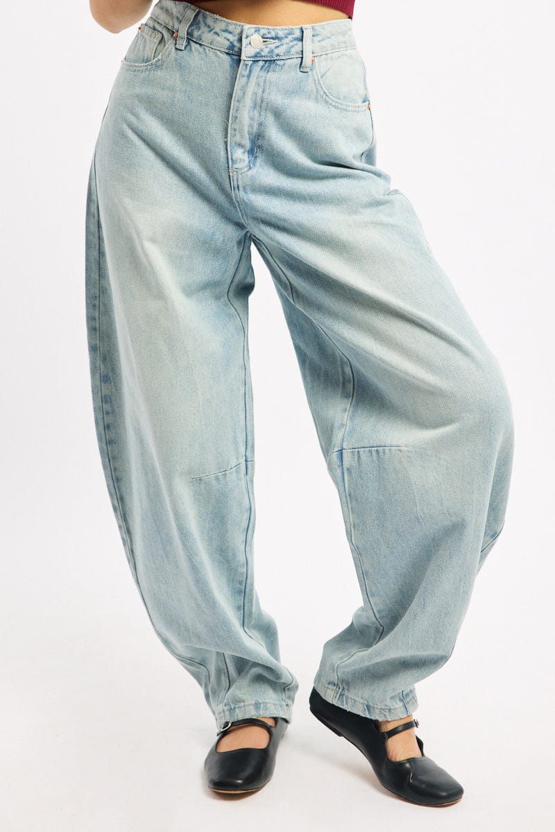 Denim Barrel Jeans Low Rise