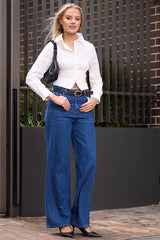 Denim Wide Leg Jeans High Rise