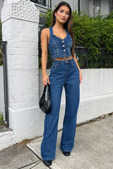 Denim Wide Leg Jeans High Rise