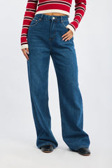 Denim Wide Leg Jeans High Rise