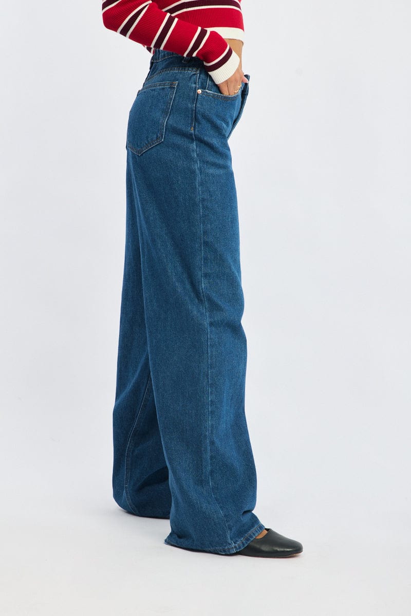 Denim Wide Leg Jeans High Rise