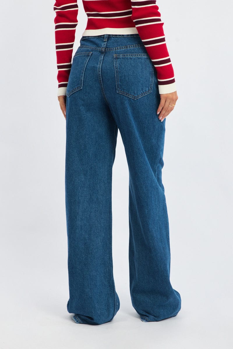 Denim Wide Leg Jeans High Rise