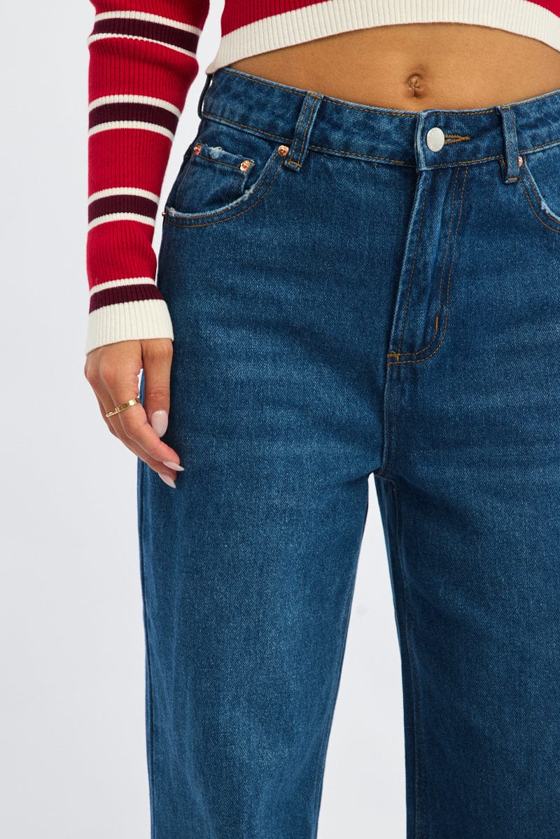Denim Wide Leg Jeans High Rise