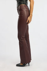 Red Flare Jeans High Rise Wet Look
