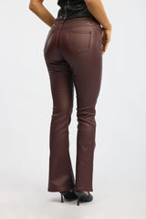 Red Flare Jeans High Rise Wet Look