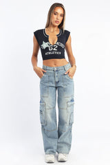 Denim Cargo Jeans Low Rise