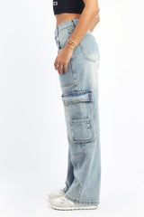 Denim Cargo Jeans Low Rise