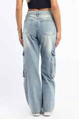 Denim Cargo Jeans Low Rise