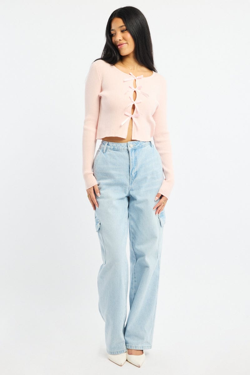 Denim Cargo Jeans Mid Rise