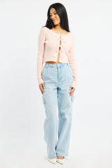 Denim Cargo Jeans Mid Rise