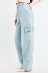 Denim Cargo Jeans Mid Rise