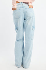Denim Cargo Jeans Mid Rise