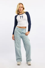Denim Cargo Jeans Mid Rise