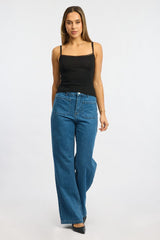 Denim Wide Leg Jeans High Rise