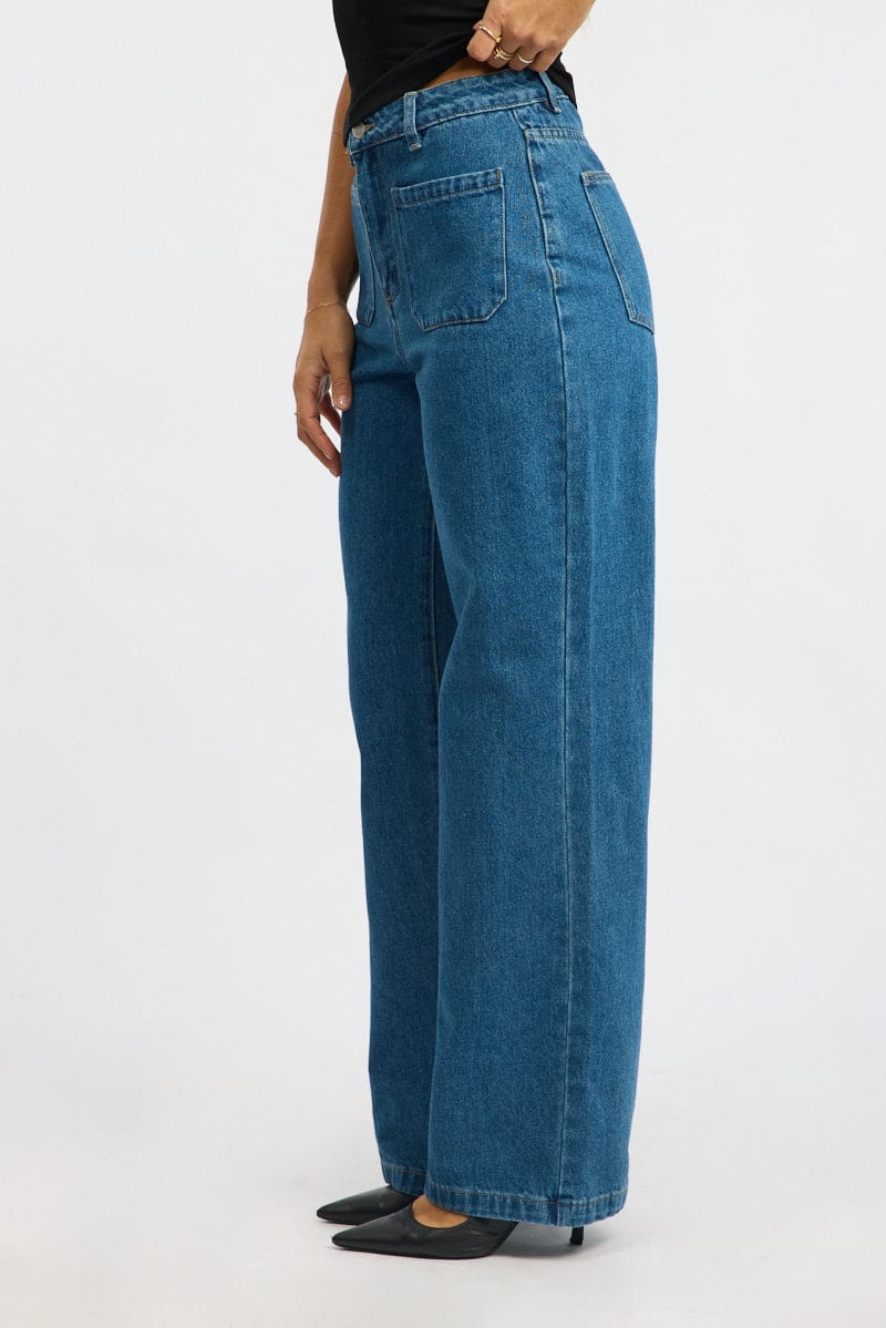 Denim Wide Leg Jeans High Rise