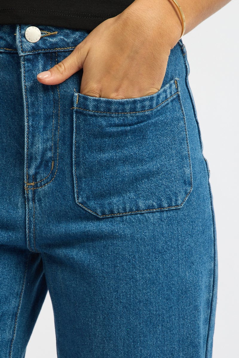 Denim Wide Leg Jeans High Rise