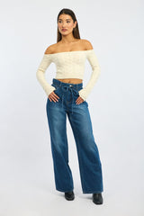 Denim Baggy Jeans Low Rise Belted