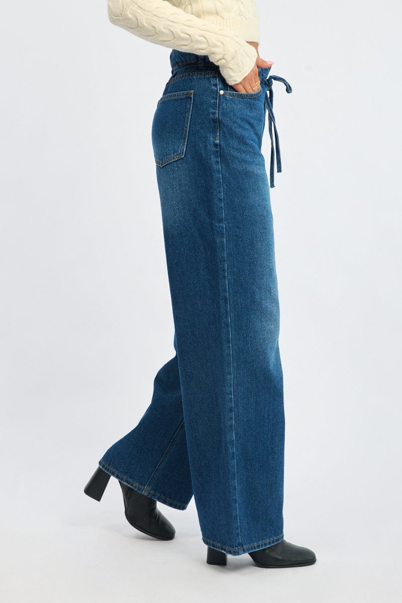 Denim Baggy Jeans Low Rise Belted