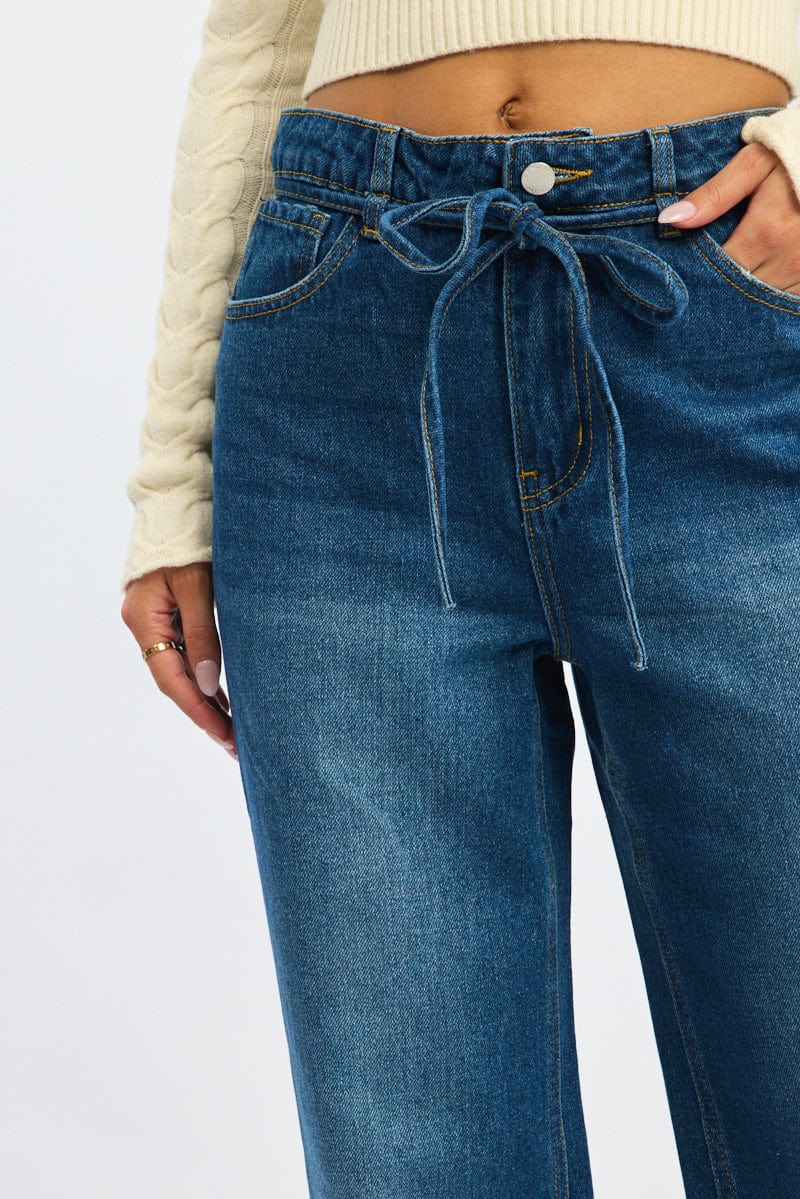 Denim Baggy Jeans Low Rise Belted