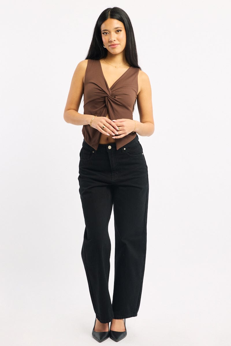 Black Straight Jeans Cropped