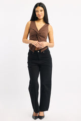 Black Straight Jeans Cropped