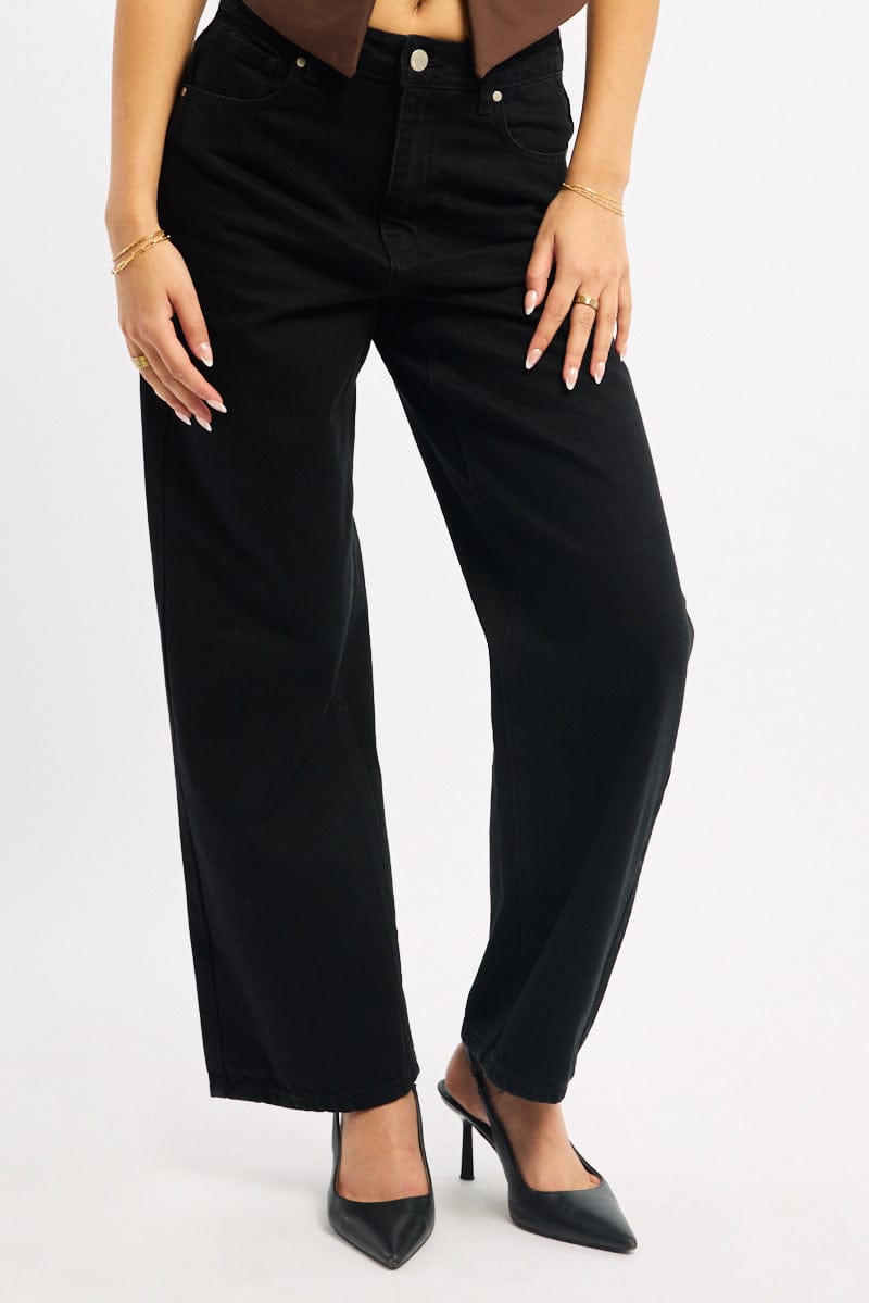 Black Straight Jeans Cropped