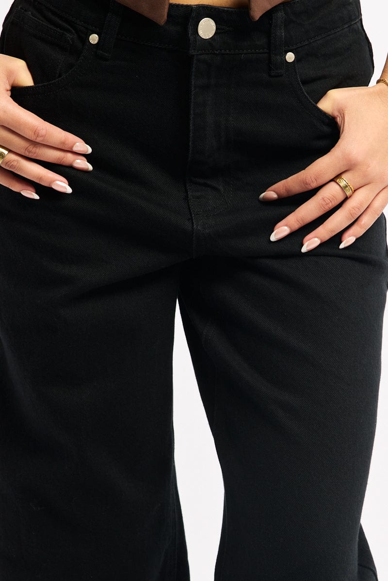 Black Straight Jeans Cropped