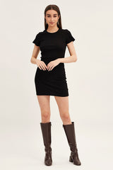 Black Dress Short Sleeve Crew Neck