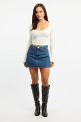 Denim Skorts High Rise