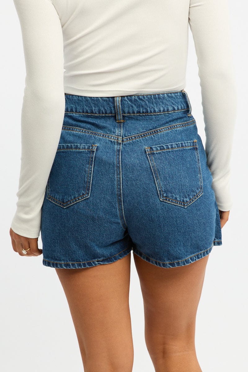Denim Skorts High Rise