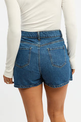 Denim Skorts High Rise
