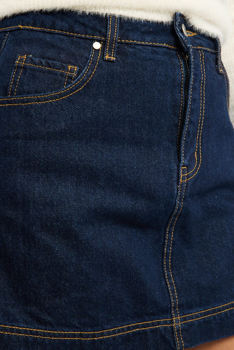Denim Skorts Skirt High Rise