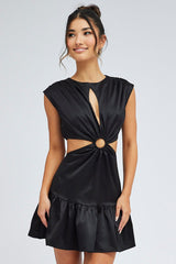 Black Black Ring Detail Keyhole Dress