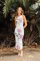 Multi Floral Bodycon Dress Sleeveless