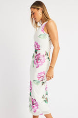 Multi Floral Bodycon Dress Sleeveless