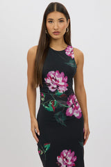 Black Floral Bodycon Dress Sleeveless